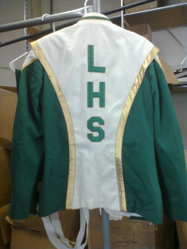 Marchinglinks Green, white and gold marching band uniforms