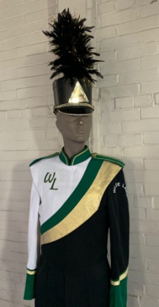 Green and White Marching Band Uniforms for rent