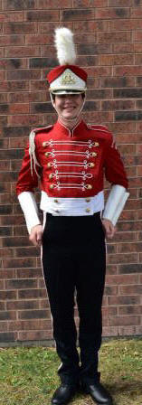Vintage Red & White Marching Band Uniform - Jacket, Skirt & Hat,  Size M