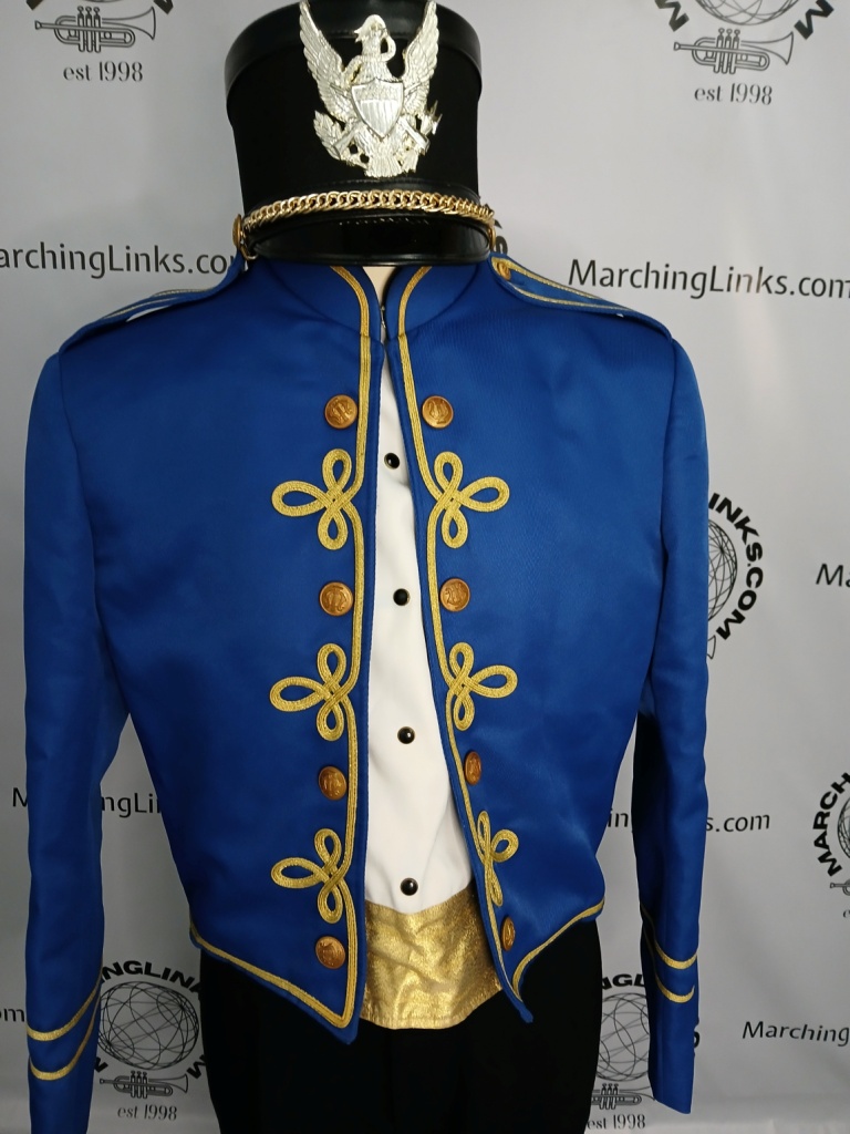 Set 48+/- Royal Blue and Black Marching Band Uniforms with Gold Trim - Rental Only