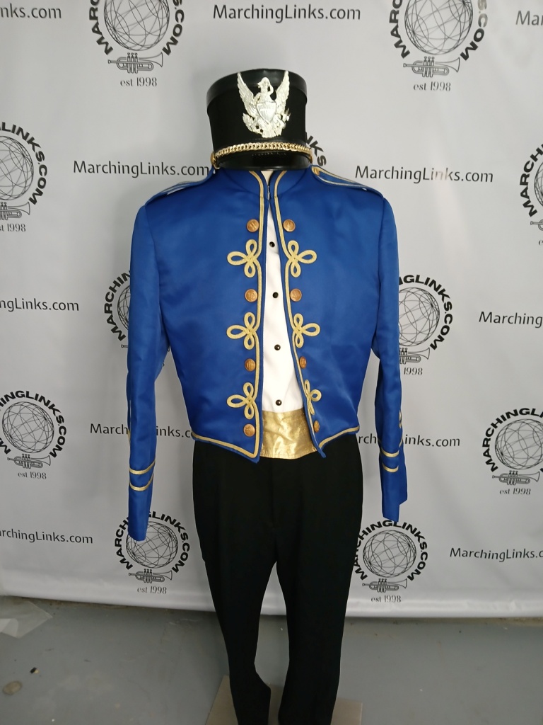 Set 48+/- Royal Blue and Black Marching Band Uniforms with Gold Trim - Rental Only
