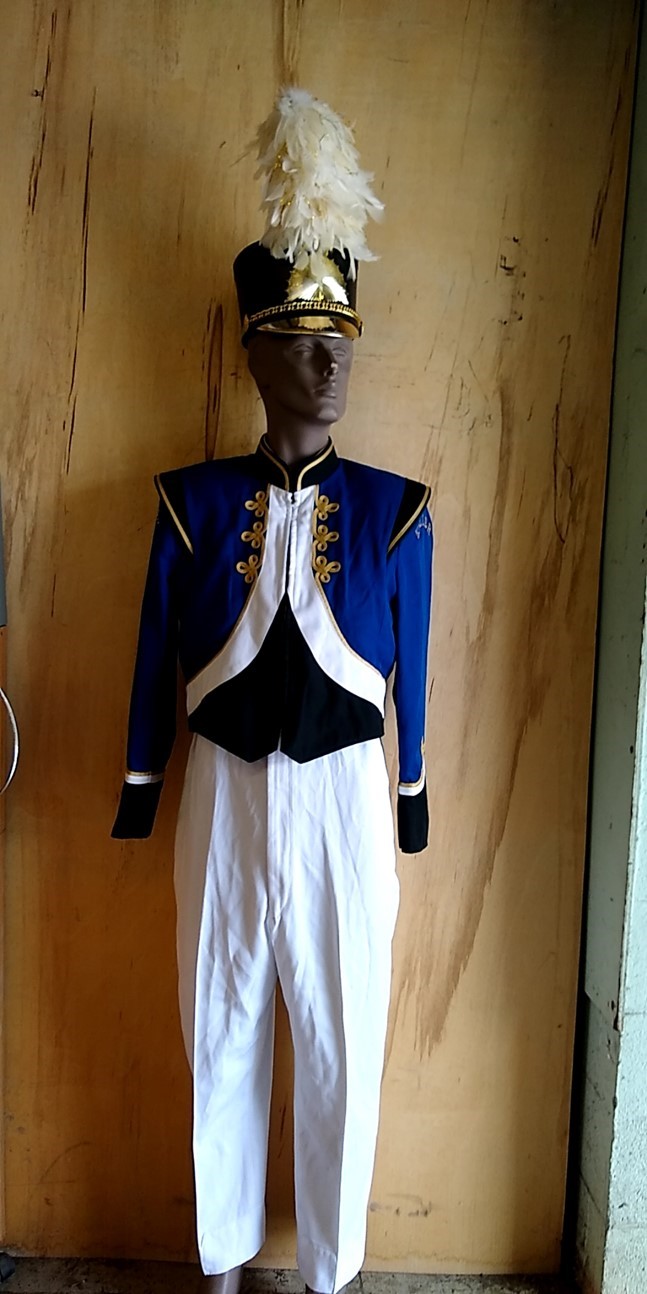 Set of 80 +/-Royal Blue, White & Black Marching Band Uniforms with