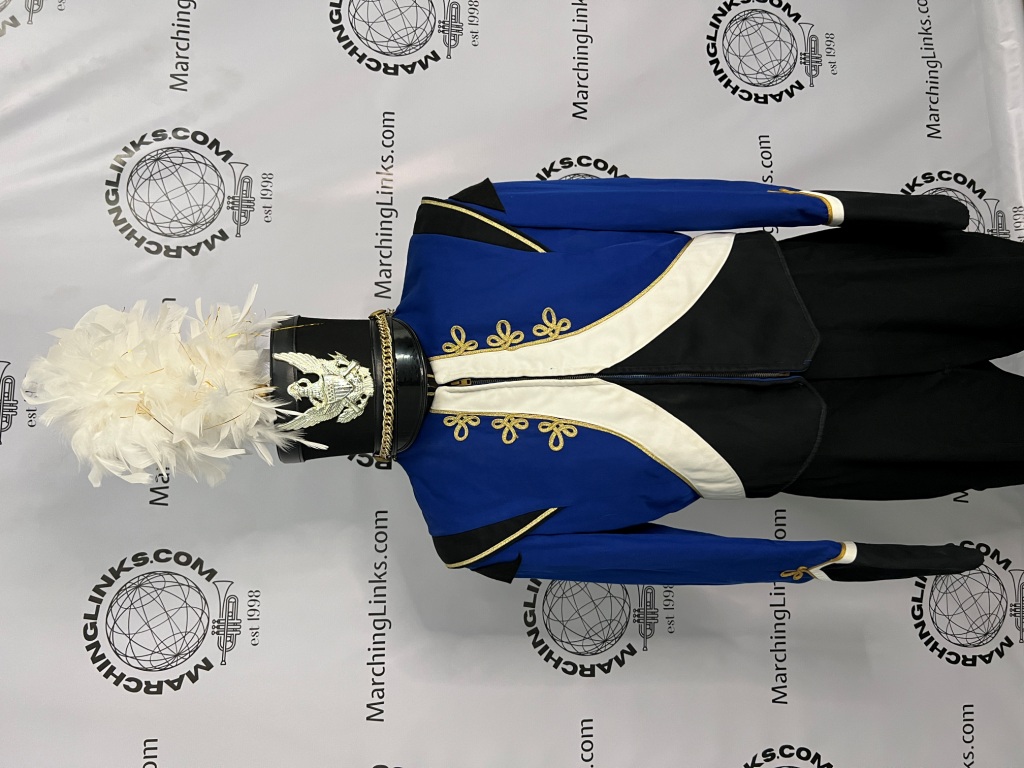Set of 80 +/-Royal Blue, White & Black Marching Band Uniforms with