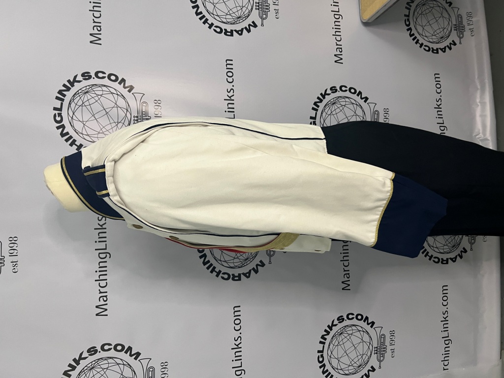 Set of White Band Uniforms with Red and Gold Trim