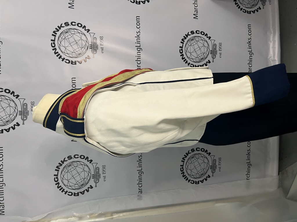 Set of White Band Uniforms with Red and Gold Trim