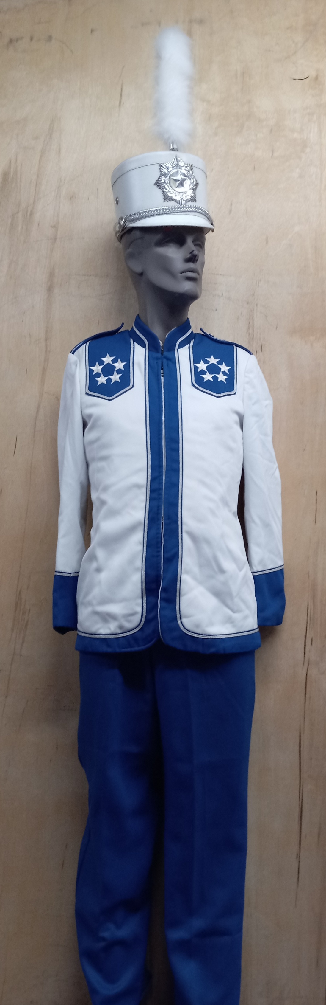 Traditional Royal Blue and White Marching Band Uniforms