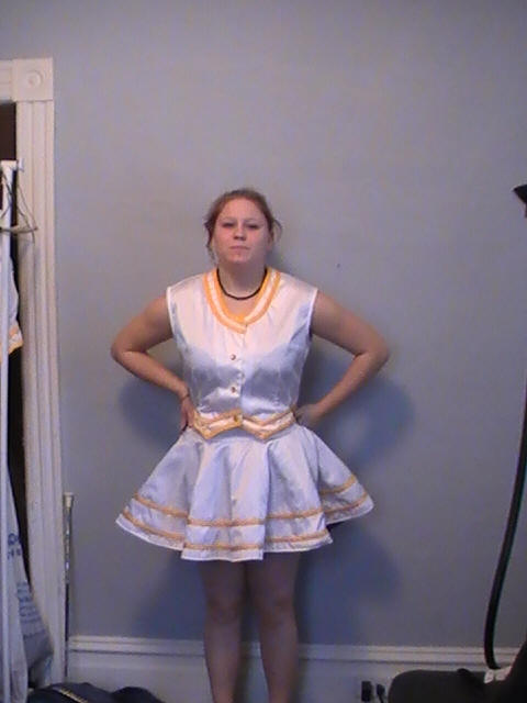 Set of Purple and White Satin Band Front Uniforms
