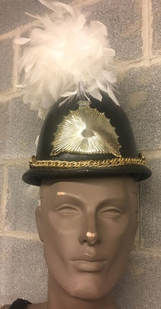 This is a set of 100+/- used black helmets with gold burst emblem and chain.
