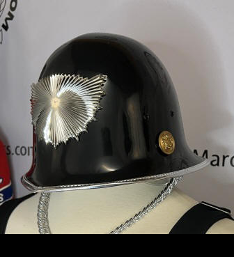 17 Black Marching Band Helmets with Silver Hardware and Gold/Brass Buttons