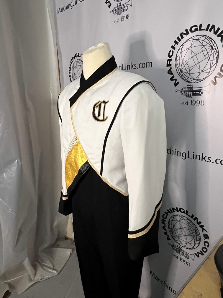 This is a lot of 170+/- black, white and gold marching band jackets.