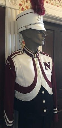 Set of 97+/- Burgundy, White and Black Fruhuaf Marching Band Uniforms