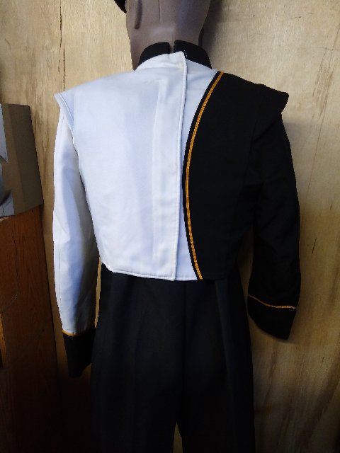 85 +/- Black, White and Yellow/Gold Fruhauf Marching Band Uniforms