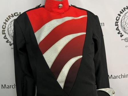 210 Red, Black and Silver Marching Band Uniforms with Lots of Extras! May be sold as a 1/2 Lot Item 