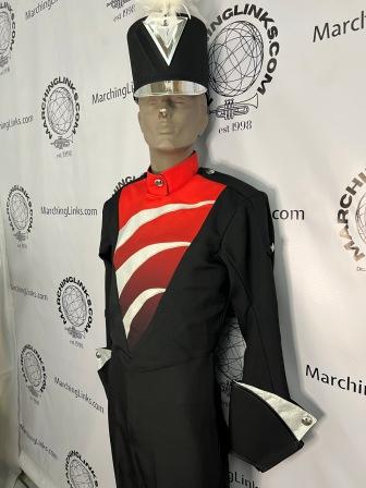 210 Red, Black and Silver Marching Band Uniforms with Lots of Extras! May be sold as a 1/2 Lot Item 