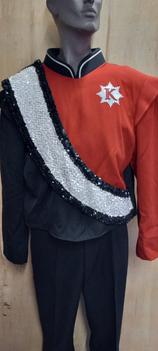 40 Red, White and Black Marching Band Uniforms Item Description: 40 red, white and black used marchi