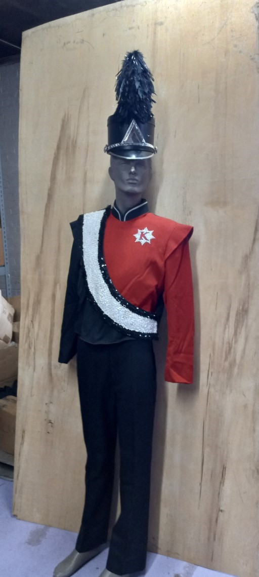 40 Red, White and Black Marching Band Uniforms Item Description: 40 red, white and black used marchi