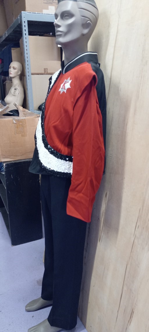 40 Red, White and Black Marching Band Uniforms Item Description: 40 red, white and black used marchi