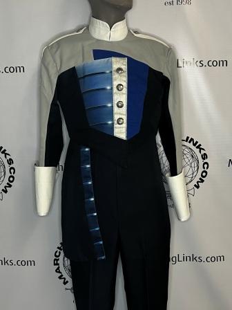 Lot of 185 Blue, Black and Gray Marching Band Uniforms (may be sold in 1/2 lot)