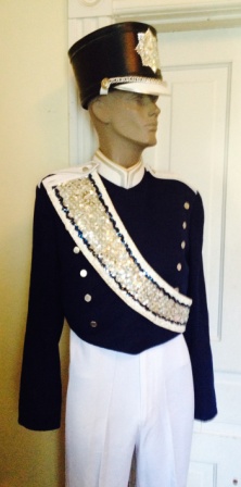 Set of 200+ Navy, White and Silver Marching Band Uniforms