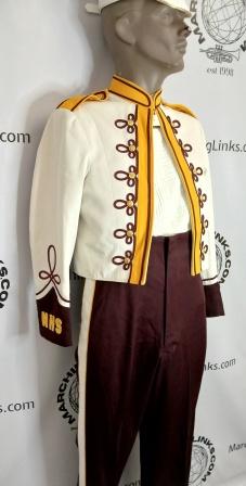 Lot of 64 Maroon, White and Gold Marching Band Uniforms