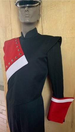 Set of 14 Red, Black and Silver DeMoulin Marching Band Uniforms