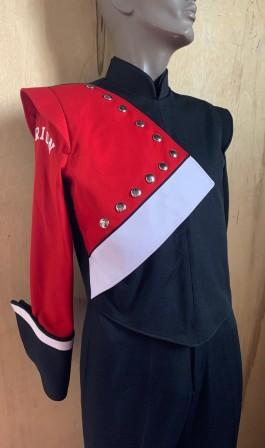 Set of 14 Red, Black and Silver DeMoulin Marching Band Uniforms