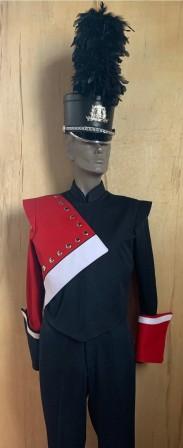 Set of 14 Red, Black and Silver DeMoulin Marching Band Uniforms