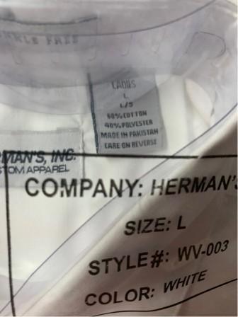 Set of 57+/- White Ladies Dress Shirts by Herman’s Inc