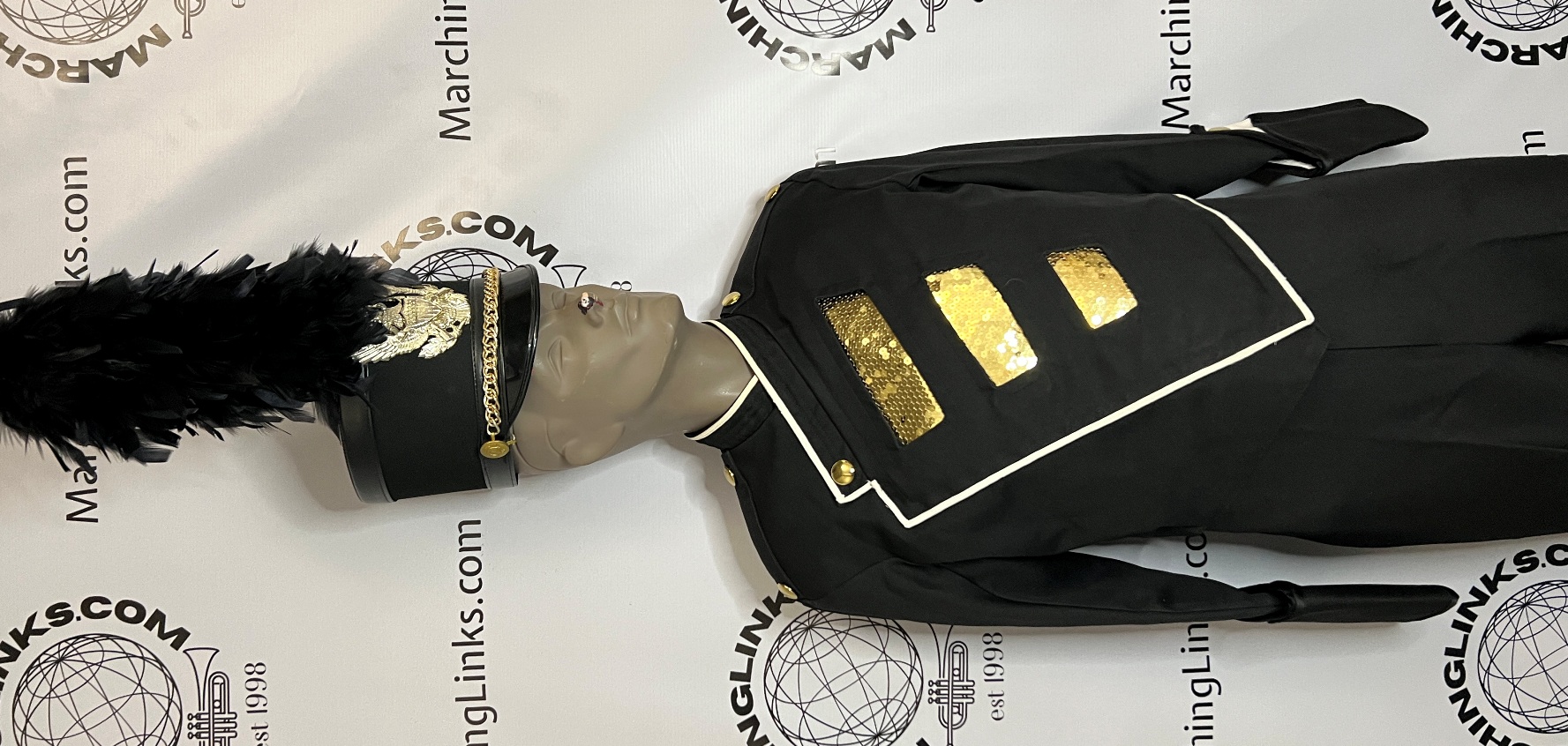 80 Black, White and Gold Marching Band Uniforms
