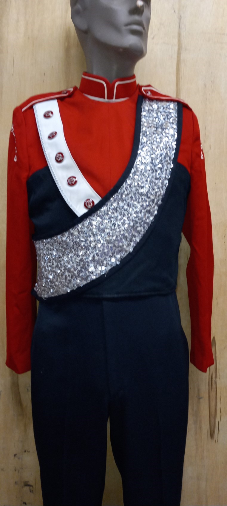 Set of 34 Red, Black and White Marching Band Uniforms