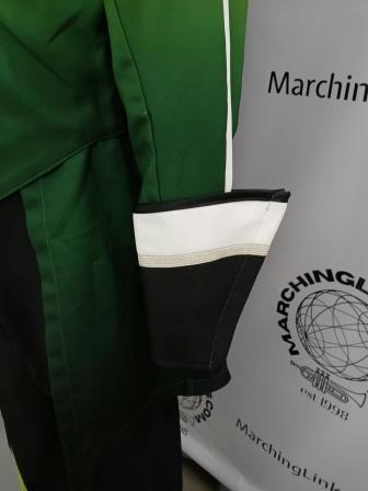 148 Green, Black and White Marching Band Uniforms Including 8 Drum Major Versions