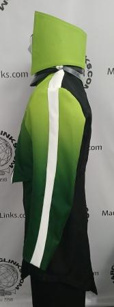 148 Green, Black and White Marching Band Uniforms Including 8 Drum Major Versions