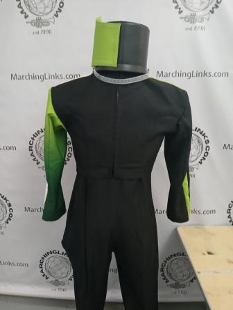 148 Green, Black and White Marching Band Uniforms Including 8 Drum Major Versions
