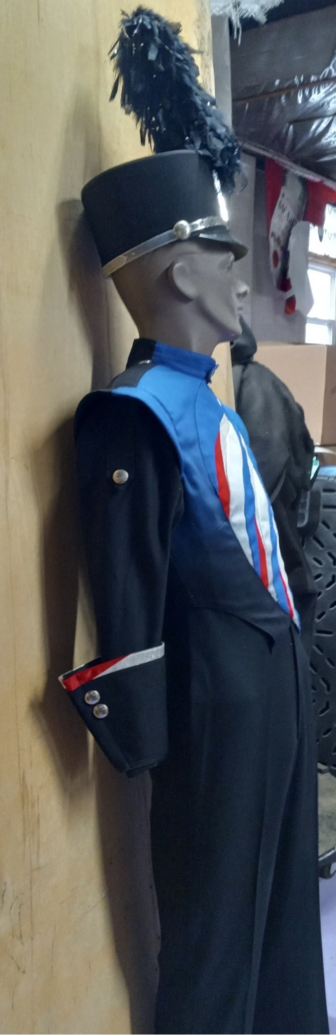 Set of 161+/- Royal Blue, Red, White and Silver Cesario Marching Band Uniforms For sale in lots of 5