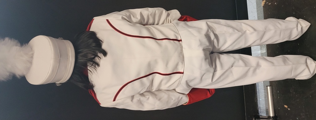 125 Used Red, Black, and White Marching Band Uniforms. Item description: The jacket is red, black an