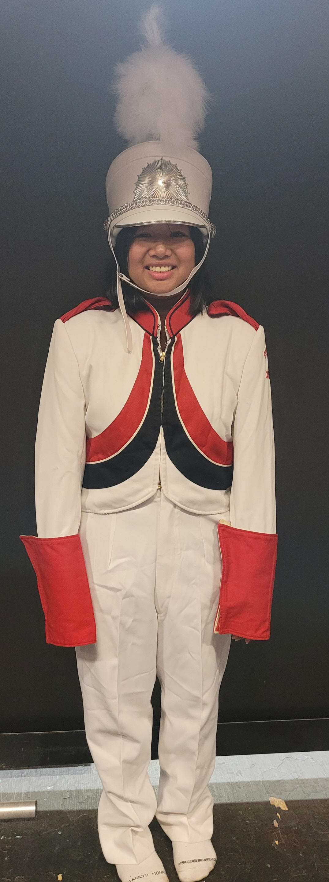 125 Used Red, Black, and White Marching Band Uniforms. Item description: The jacket is red, black an