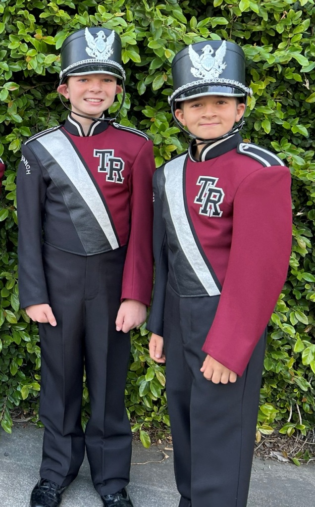 Set of 126 Burgundy, Silver and Black MIDDLE SCHOOL Marching Band Uniforms