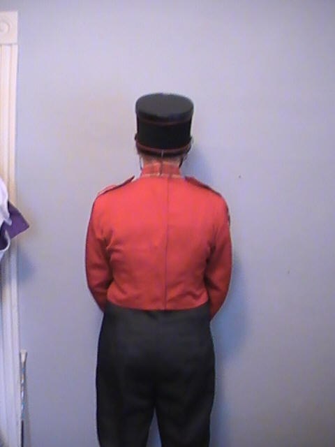 100+/- Versatile 3-Way Black and Red Marching Band Uniform with Matching
