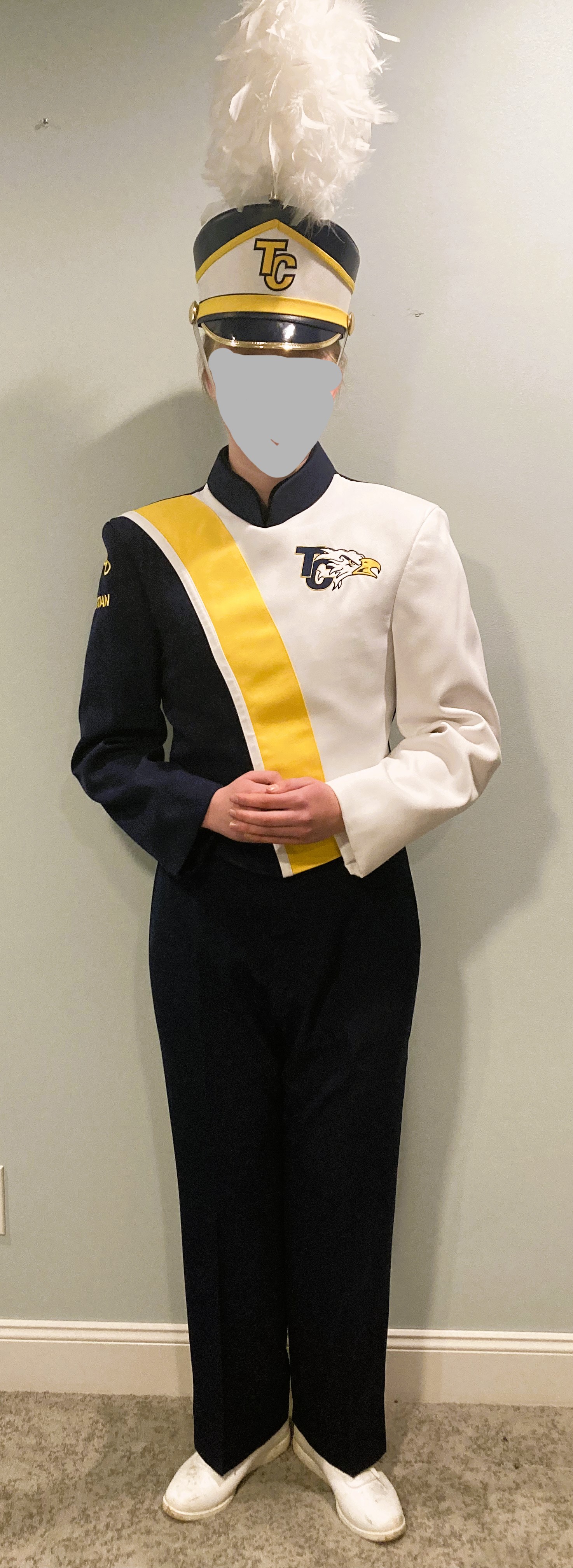 Set of 28 Stanbury Marching Band Uniforms, Navy/White/Yellow