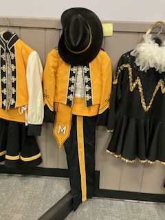 Lot of 55 Black and Gold Marching Band Uniforms plus 10 Auxiliary Uniforms
