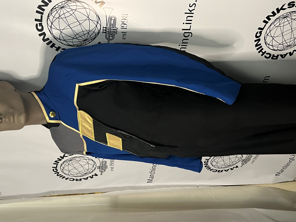 Set of 202 Blue, Black, Grey & Gold Marching Band Jackets (bibbers are also available separately)