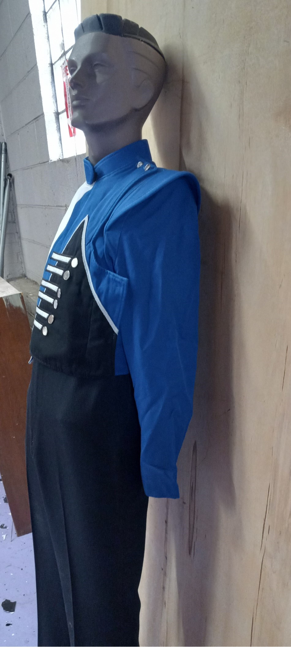Set of 48 Blue, Black, White Used Fruhauf Marching Band Uniforms (lot can be split to smaller) Item 