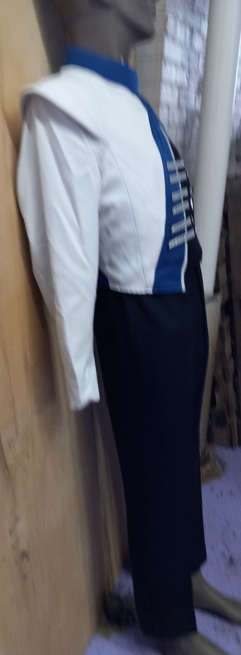 Set of 48 Blue, Black, White Used Fruhauf Marching Band Uniforms (lot can be split to smaller) Item 