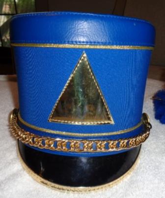 Set of 150+/- Used Blue, Gold and Black Fruhauf Brand Marching Band Uniforms with Bayly Shakos Item 