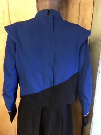 Set of 150+/- Used Blue, Gold and Black Fruhauf Brand Marching Band Uniforms with Bayly Shakos Item 