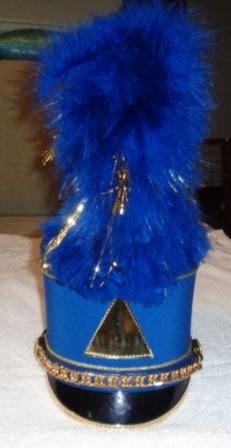 Set of 150+/- Used Blue, Gold and Black Fruhauf Brand Marching Band Uniforms with Bayly Shakos Item 