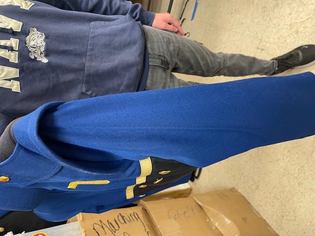 Royal Blue and Black Used Marching Jackets with yellow "W"