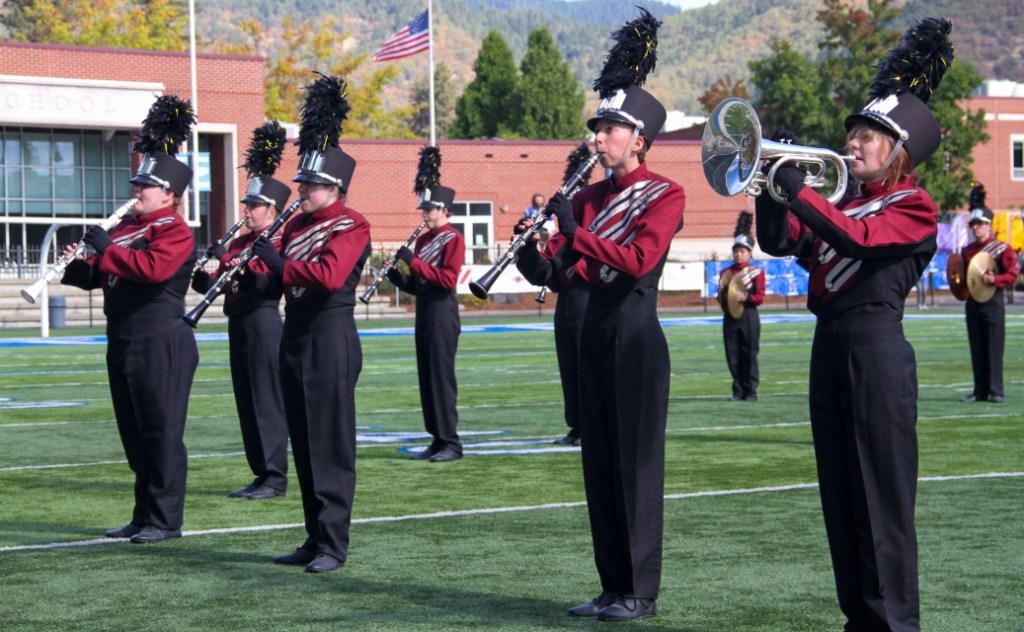 Set of 90+ Burgundy, Black, and Silver Marching Band Uniforms