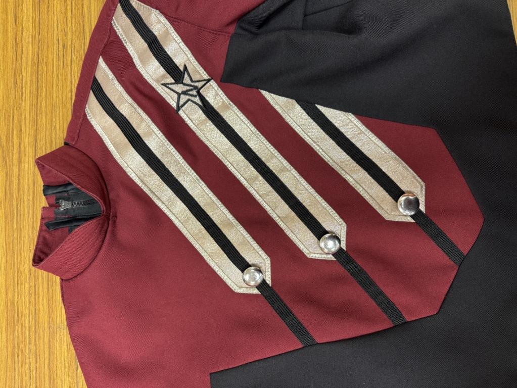 Set of 90+ Burgundy, Black, and Silver Marching Band Uniforms