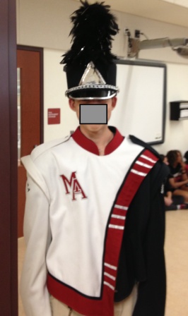 145 Complete sets of Red, Black, and White Stanbury Marching Band Uniforms